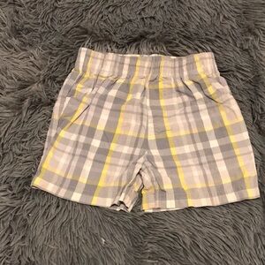 Kids Plaid Shorts in Gray and Yellow